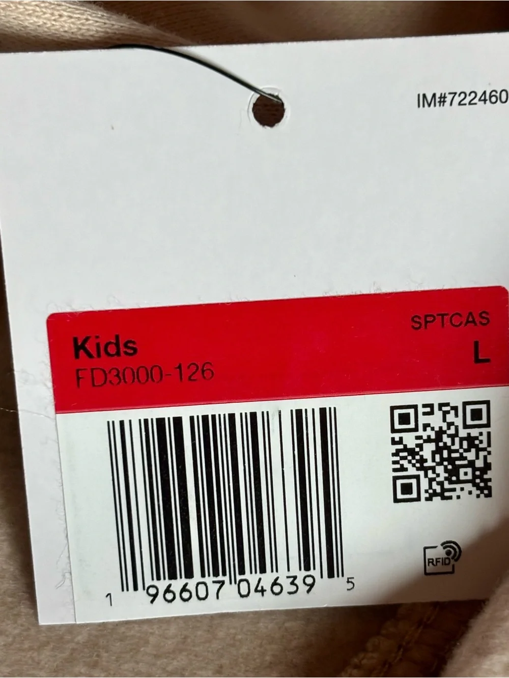 Nike Creamy Tan Pullover Hoodie with Embroidered White Nike Swoosh  Kids Large